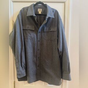 LL Bean Flannel Chamois Shirt Traditional Fit Men's XXL Gray Heavy Soft Cotton.